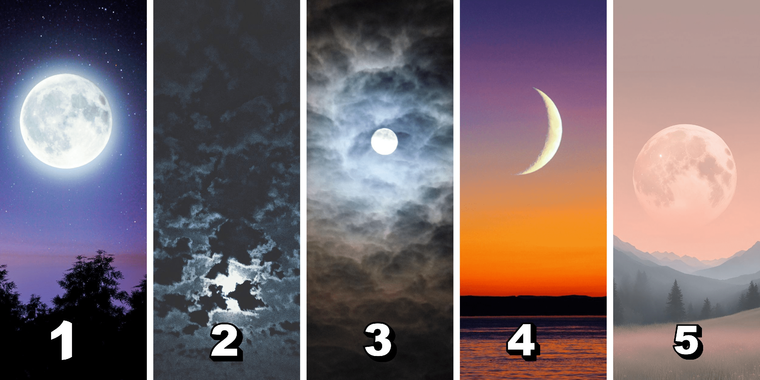 Test della personalità: Quale dei 5 astri notturni è il tuo? Scegli una luna e rivela la profondità del tuo essere!